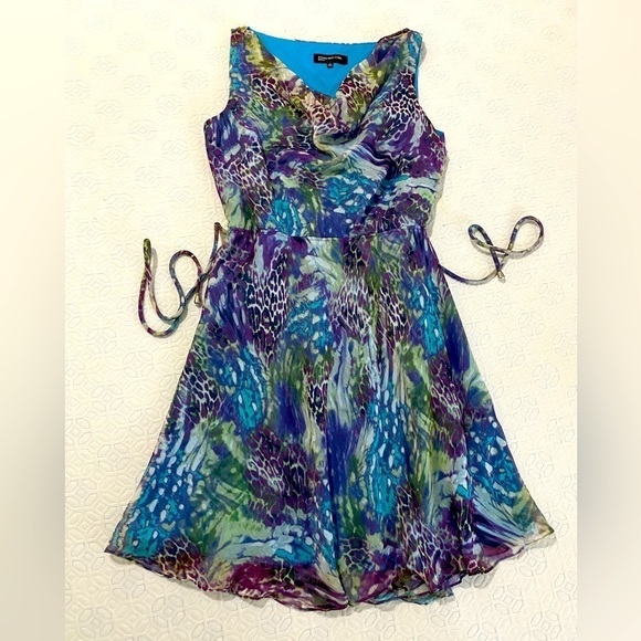 Jones New York Women Fit & Flare floral summer casual Dress Sleeveless  Size 14 - Picture 2 of 9